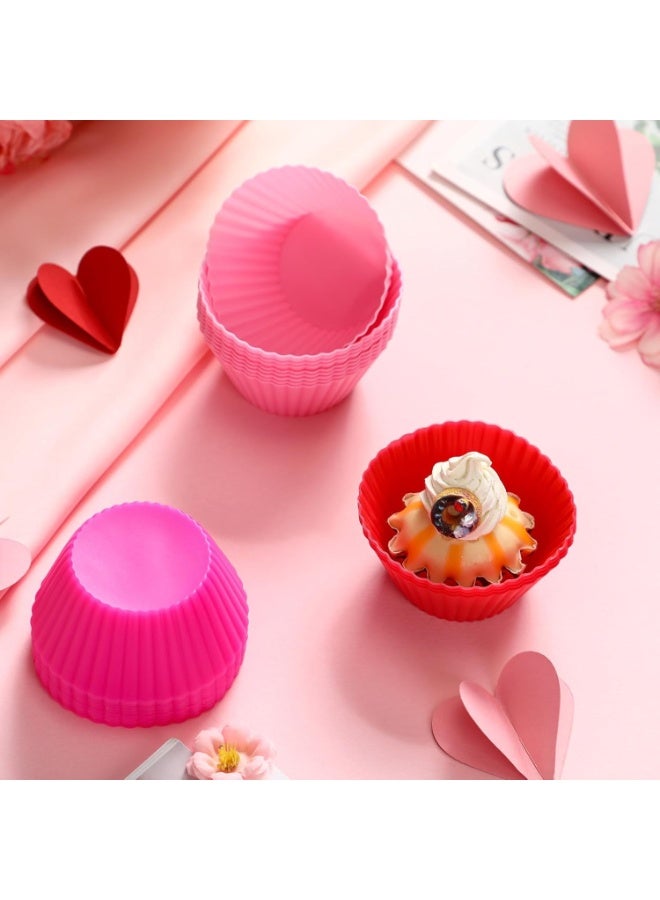 مجموعة من 24 قالب كب كيك سيليكون - مجموعة قوالب كب كيك سيليكون غير لاصقة، قوالب كب كيك سميكة ومتينة - مثالية للحفلات وعيد الميلاد ولوازم المخابز، متعددة الألوان - Image 2
