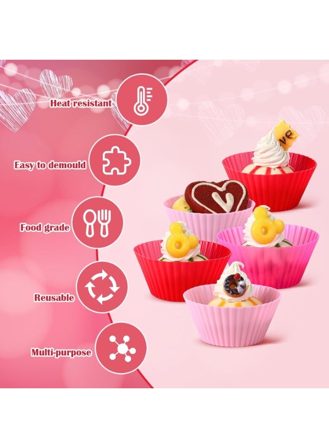 مجموعة من 24 قالب كب كيك سيليكون - مجموعة قوالب كب كيك سيليكون غير لاصقة، قوالب كب كيك سميكة ومتينة - مثالية للحفلات وعيد الميلاد ولوازم المخابز، متعددة الألوان - Image 5