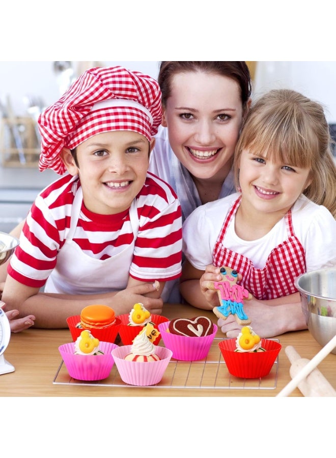 مجموعة من 24 قالب كب كيك سيليكون - مجموعة قوالب كب كيك سيليكون غير لاصقة، قوالب كب كيك سميكة ومتينة - مثالية للحفلات وعيد الميلاد ولوازم المخابز، متعددة الألوان - Image 3