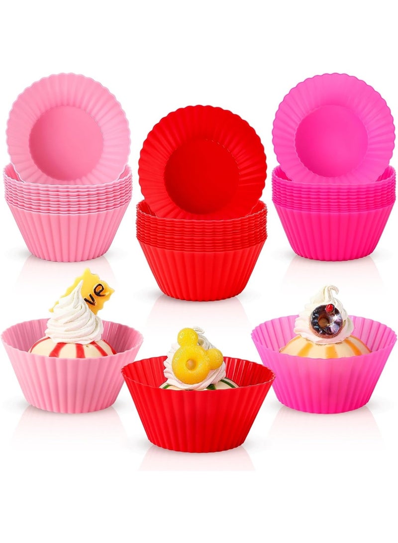 مجموعة من 24 قالب كب كيك سيليكون - مجموعة قوالب كب كيك سيليكون غير لاصقة، قوالب كب كيك سميكة ومتينة - مثالية للحفلات وعيد الميلاد ولوازم المخابز، متعددة الألوان - Image 1