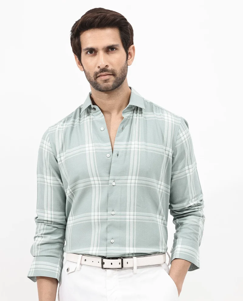 Rare Rabbit Men's Textured Check Shirt