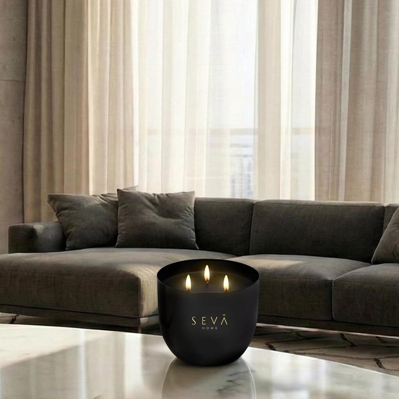 SEVA HOME شمعة سيفا هوم كلاسيك نوار - شمعة معطرة بالزهور من شمع الصويا الأسود - Image 2