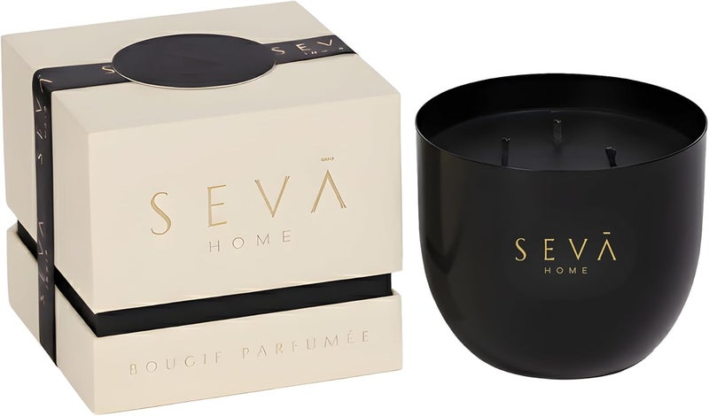 SEVA HOME شمعة سيفا هوم كلاسيك نوار - شمعة معطرة بالزهور من شمع الصويا الأسود - Image 1