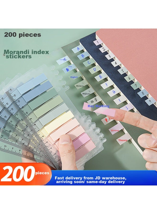 Simaa Morandi Color Sticky Notes Index Labels Waterproof Fluorescent Markers For Students Loose-leaf Index Tabs 200 Pieces Xsyt1 - Image 1