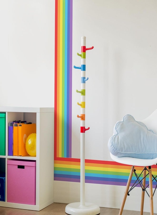 Supzone Large Rainbow Wall Decals Corner Line Floor Sticker Colorful Bold Rainbow Wall Border Stickers Peel and Stick Vinyl Wall Art Decor for Children Kids Bedroom Playroom Livingroom Home Decor - Image 2