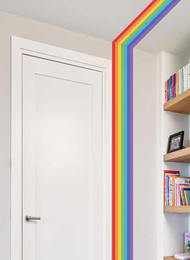 Supzone Large Rainbow Wall Decals Corner Line Floor Sticker Colorful Bold Rainbow Wall Border Stickers Peel and Stick Vinyl Wall Art Decor for Children Kids Bedroom Playroom Livingroom Home Decor - Image 3