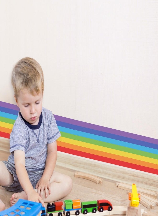 Supzone Large Rainbow Wall Decals Corner Line Floor Sticker Colorful Bold Rainbow Wall Border Stickers Peel and Stick Vinyl Wall Art Decor for Children Kids Bedroom Playroom Livingroom Home Decor - Image 5