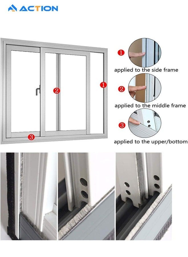 أكشن عازل للصوت ذاتي اللصق للأبواب والنوافذ، عرض 7 مم × سمك 6 مم، رمادي، طول 10 متر - Image 3