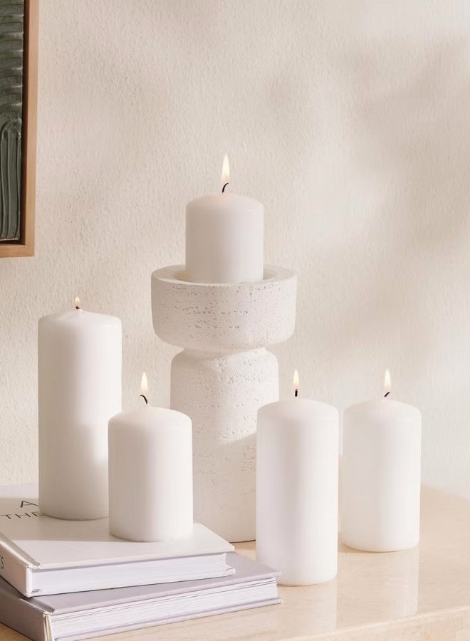 Pillar Candles Set of 6 White Wax Unscented Candles, Decorative Tall Candles, Perfect for Birthday Cake Decoration, Perfect Candle Gift Set for Celebrations and to add atmosphere to everyday home decor - Image 1
