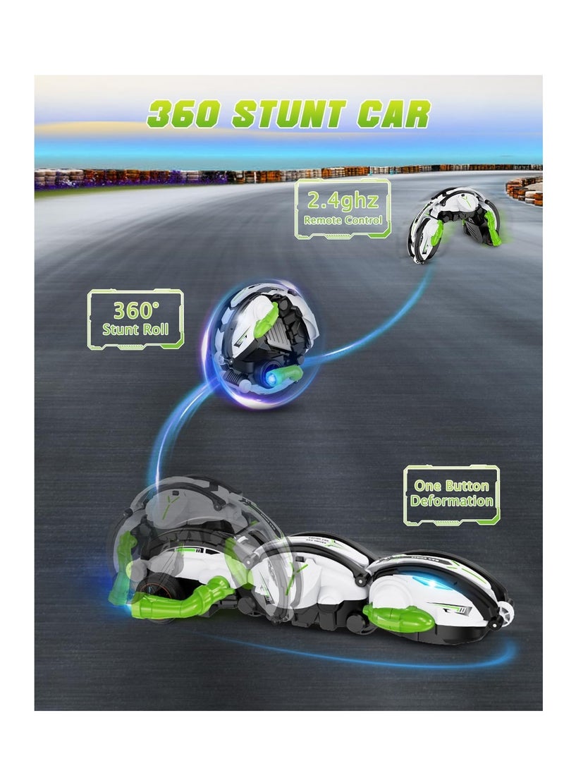 Raxoom Remote Control Car - RC Cars 360° Roll Stunt Snake Car Toys with LED Lights for Boys Age 8-12 Included 2 Batteries Indoor Outdoor Birthday Gift for Kids Teen Boy 6 8 12+ Year Old (White)  - Image 4