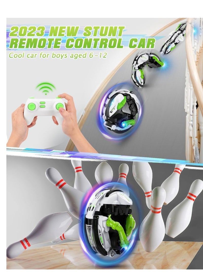 Raxoom Remote Control Car - RC Cars 360° Roll Stunt Snake Car Toys with LED Lights for Boys Age 8-12 Included 2 Batteries Indoor Outdoor Birthday Gift for Kids Teen Boy 6 8 12+ Year Old (White)  - Image 5