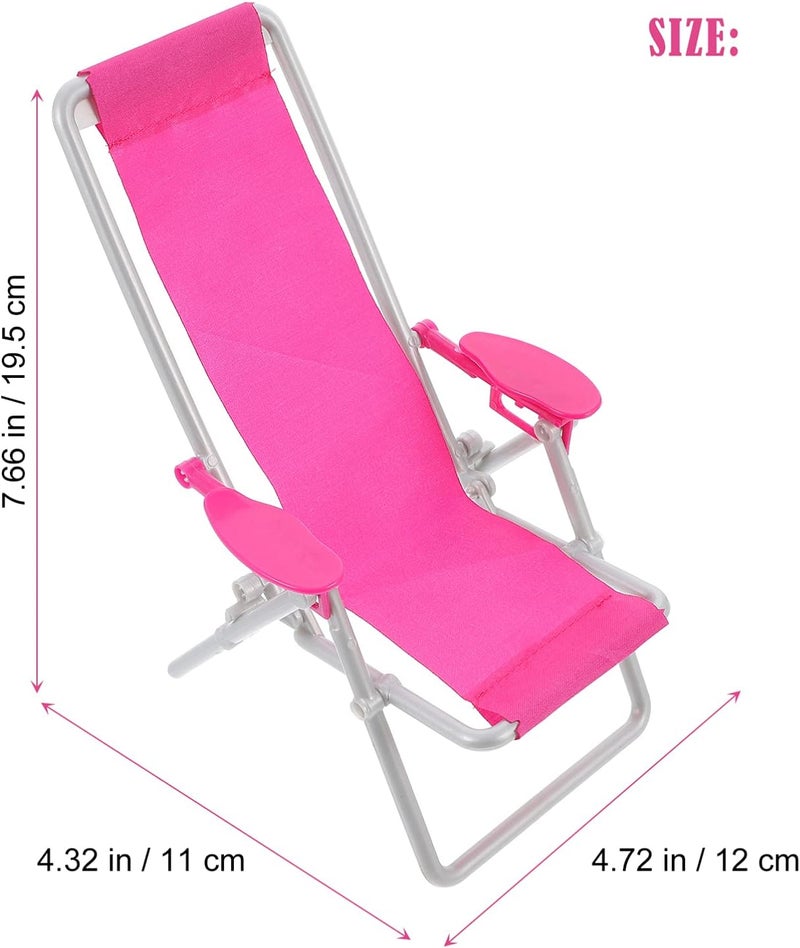 cheekyglo 3Pcs Miniature Foldable Beach Chair Dollhouse Furniture Mini Deck Chair Longue Deck Chair Mini Furniture Accessories Children Accessories Rosy 3 - Image 2