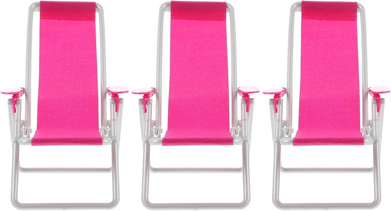 cheekyglo 3Pcs Miniature Foldable Beach Chair Dollhouse Furniture Mini Deck Chair Longue Deck Chair Mini Furniture Accessories Children Accessories Rosy 3 - Image 1