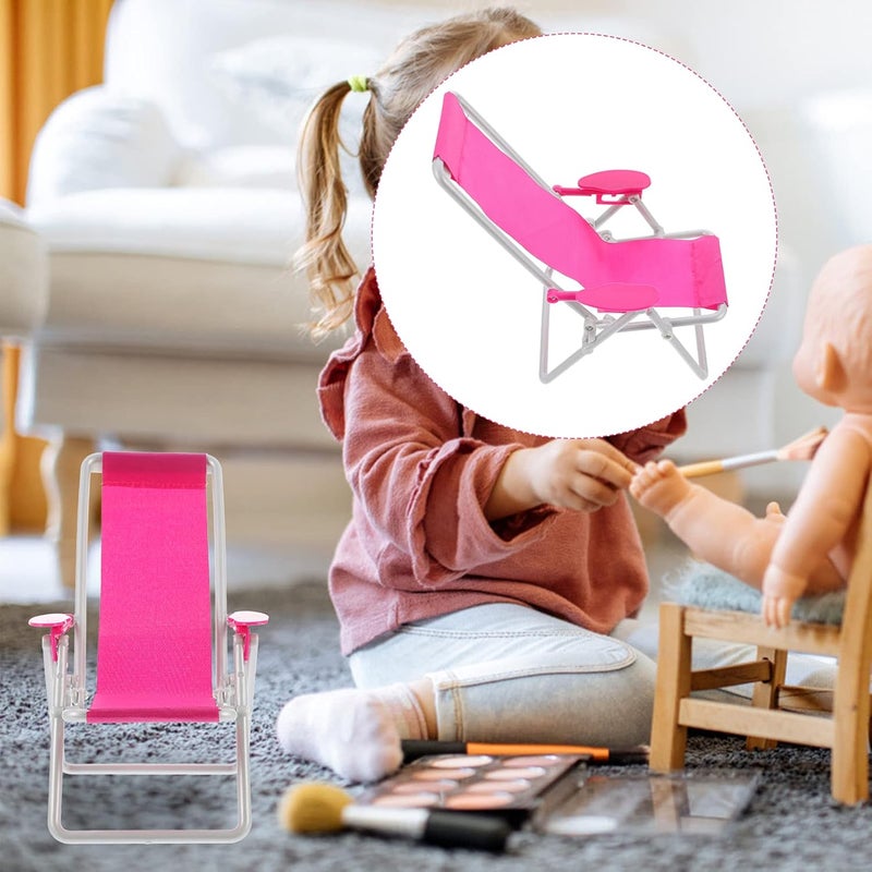 cheekyglo 3Pcs Miniature Foldable Beach Chair Dollhouse Furniture Mini Deck Chair Longue Deck Chair Mini Furniture Accessories Children Accessories Rosy 3 - Image 4
