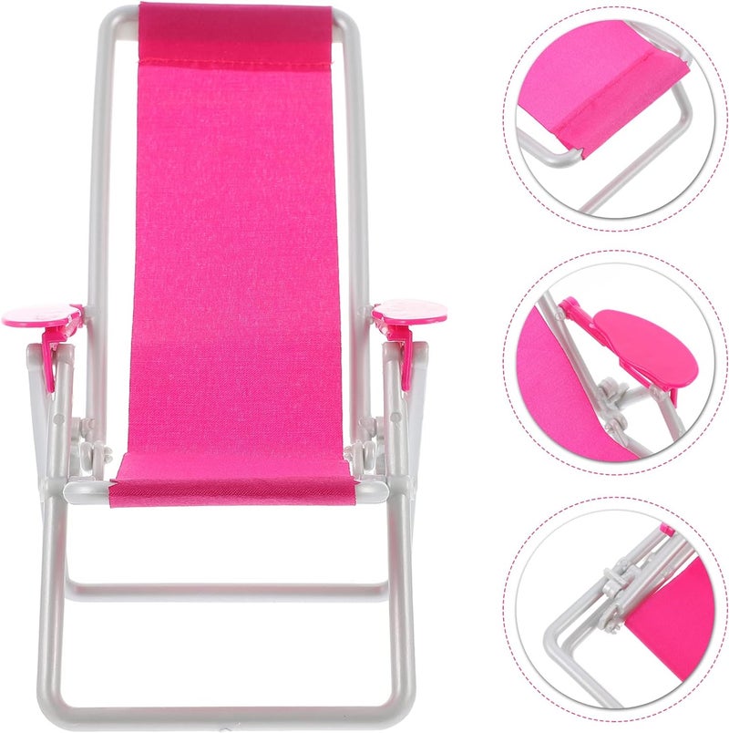 cheekyglo 3Pcs Miniature Foldable Beach Chair Dollhouse Furniture Mini Deck Chair Longue Deck Chair Mini Furniture Accessories Children Accessories Rosy 3 - Image 5