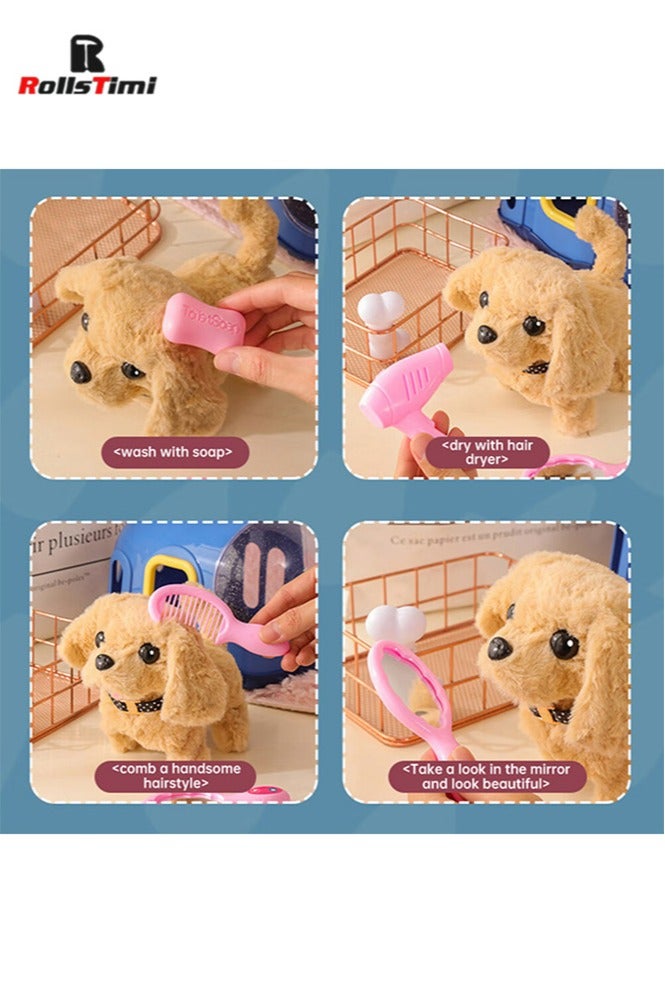 رولستيمي الأطفال التظاهر اللعب الحيوانات الأليفة الرعاية قفص مجموعة محاكاة الكهربائية أفخم الذهبي المسترد جرو التفاعلية الزحف لعبة للأطفال - Image 4