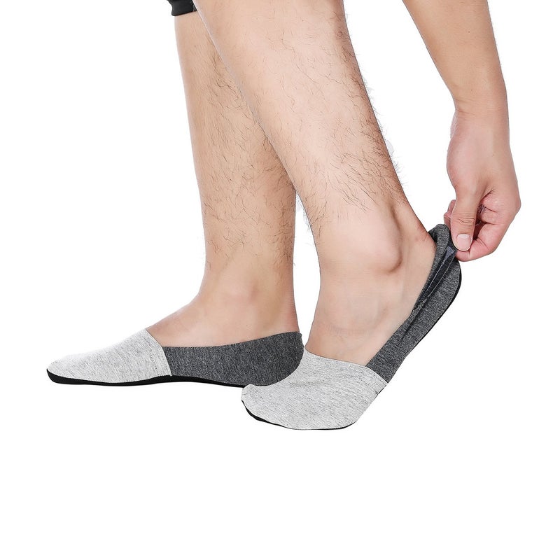 Joulli Casual No Show Liners Socks For Men 6 pack Non Slip Boat Socks,Black Gray,light Gray,Small - Image 4
