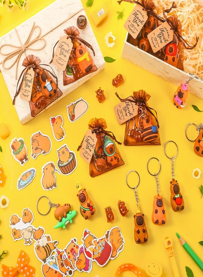 Nosiny 212 Pcs Capybara Gifts Christmas Cute Animal Set Include Capybara 3D Keychains, Luminous Resin Figures, Stickers Goodie Bag Fillers Xmas Stocking Stuffer for School Friend Holiday Party Favors - Image 2