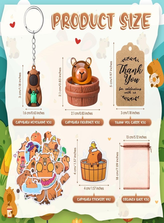 Nosiny 212 Pcs Capybara Gifts Christmas Cute Animal Set Include Capybara 3D Keychains, Luminous Resin Figures, Stickers Goodie Bag Fillers Xmas Stocking Stuffer for School Friend Holiday Party Favors - Image 3