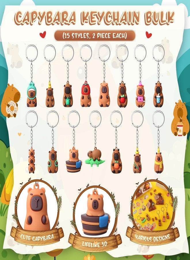 Nosiny 212 Pcs Capybara Gifts Christmas Cute Animal Set Include Capybara 3D Keychains, Luminous Resin Figures, Stickers Goodie Bag Fillers Xmas Stocking Stuffer for School Friend Holiday Party Favors - Image 4