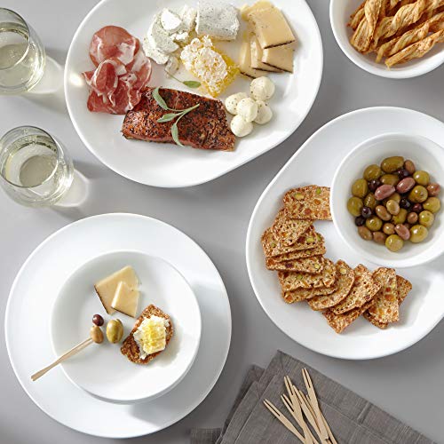 Corelle مجموعة كوريل فيتريل 38 قطعة لخدمة مائدة لـ 12 شخص، أطباق مستديرة وأوعية خفيفة الوزن بطبقة ثلاثية من الزجاج المقاوم للتشقق والتلف، لون أبيض شتوي فائق البرودة - Image 3