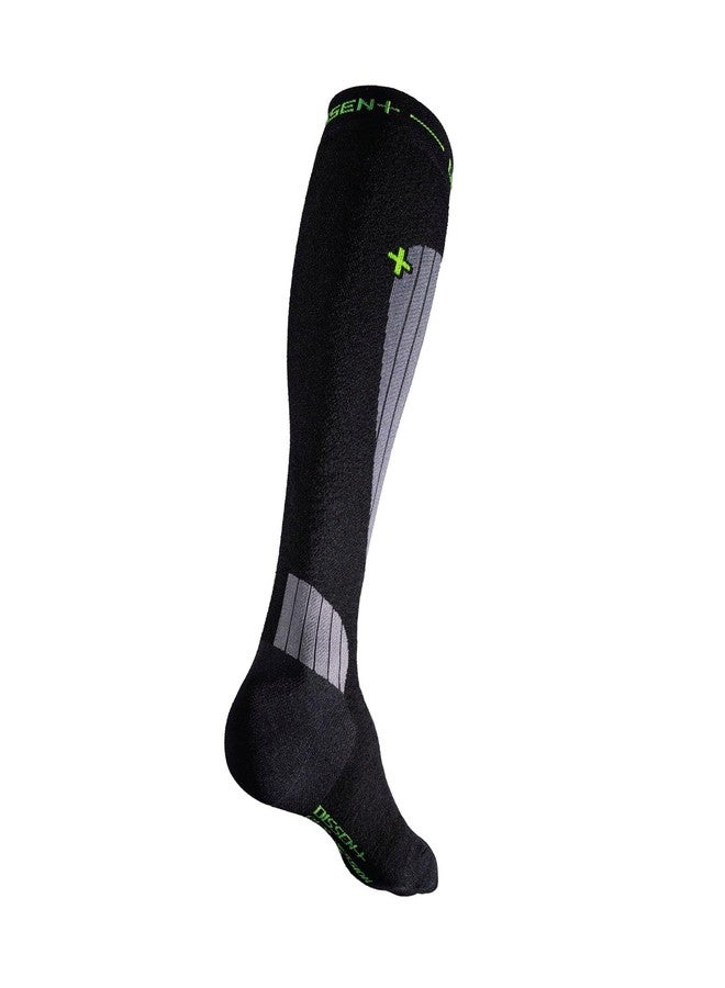 DISSENT GFX Compression DL High-Performance Low-Profile Padded Warm Over The Calf All-Day Merino Wool Ski Socks, Black/Gray, Medium - Image 1