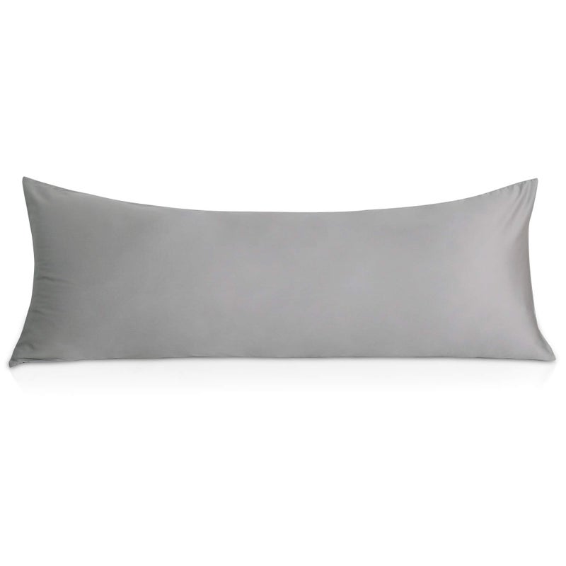 Oubonun 100 Cotton Body Pillowcase  800 Thread Count21x54 Moisture Absorbent and Breathable Premium Hotel Body Pillow Cover for All Seasons Light Gray