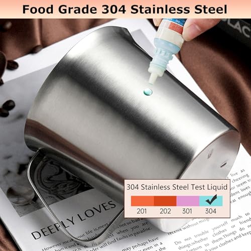 XDONEF Stainless Steel Pitcher with Lid, 70 oz Large Metal Measuring Cup with Handle, 8 Cup Milk Frothing Jug 2 Liter Water Pitcher for Coffee Latte Art Cappuccino Espresso Machine Accessories - Image 2