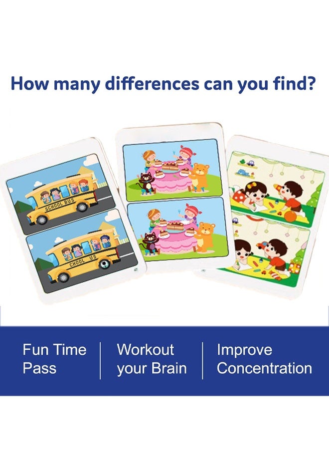 64 pages Montessori educational games， Focus Training Game Where You Find The Differences in Pictures,Spot the Difference Activity Book,2 Whiteboard Markers & 2 Erasers, 3 Difficulty Levels Brain Training Travel Toy for Kids Ages 3+ - Image 4