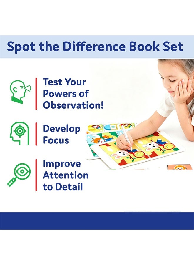 64 pages Montessori educational games， Focus Training Game Where You Find The Differences in Pictures,Spot the Difference Activity Book,2 Whiteboard Markers & 2 Erasers, 3 Difficulty Levels Brain Training Travel Toy for Kids Ages 3+ - Image 5