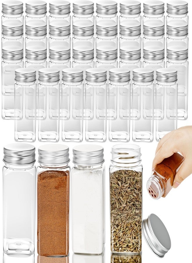 Conagel 36 Pack 3.4 oz Plastic Spice Bottles with Stainless Steel Top Plastic Spice Jars Empty Square Seasoning Containers with Shaker Lids for Kitchen Storage - Image 1