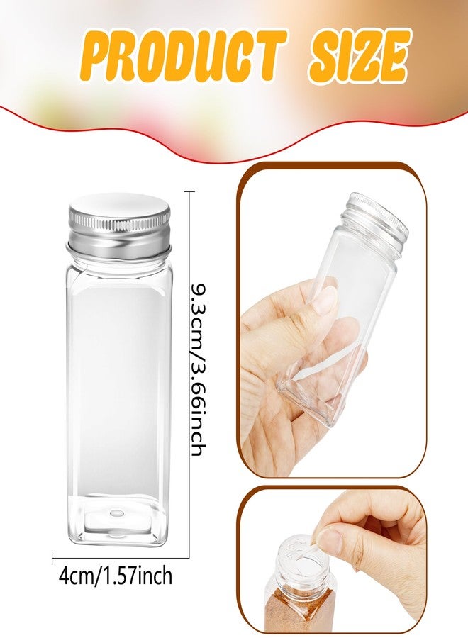 Conagel 36 Pack 3.4 oz Plastic Spice Bottles with Stainless Steel Top Plastic Spice Jars Empty Square Seasoning Containers with Shaker Lids for Kitchen Storage - Image 2