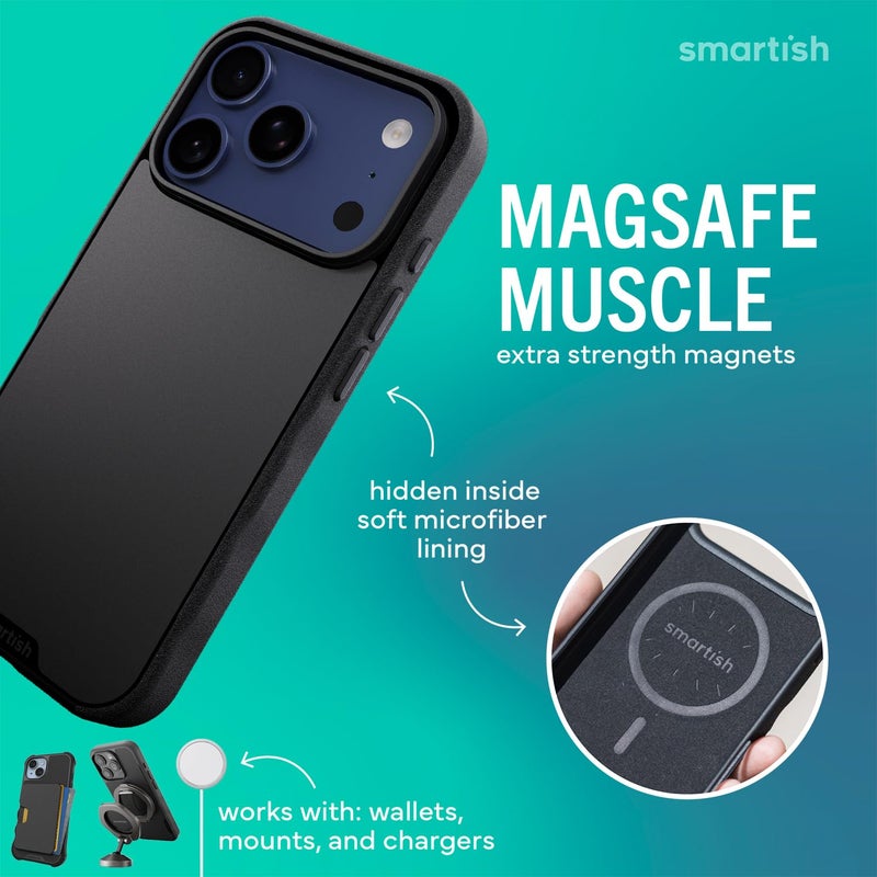 SmartishÂ® iPhone 17 Pro MagSafe Case - Gripmunk w/Camera Control Protection, Magnetic Slim Case [Lightweight + Protective] Thin Grip w/Microfiber Lining for iPhone 17 Pro - Black Tie Affair - Image 3
