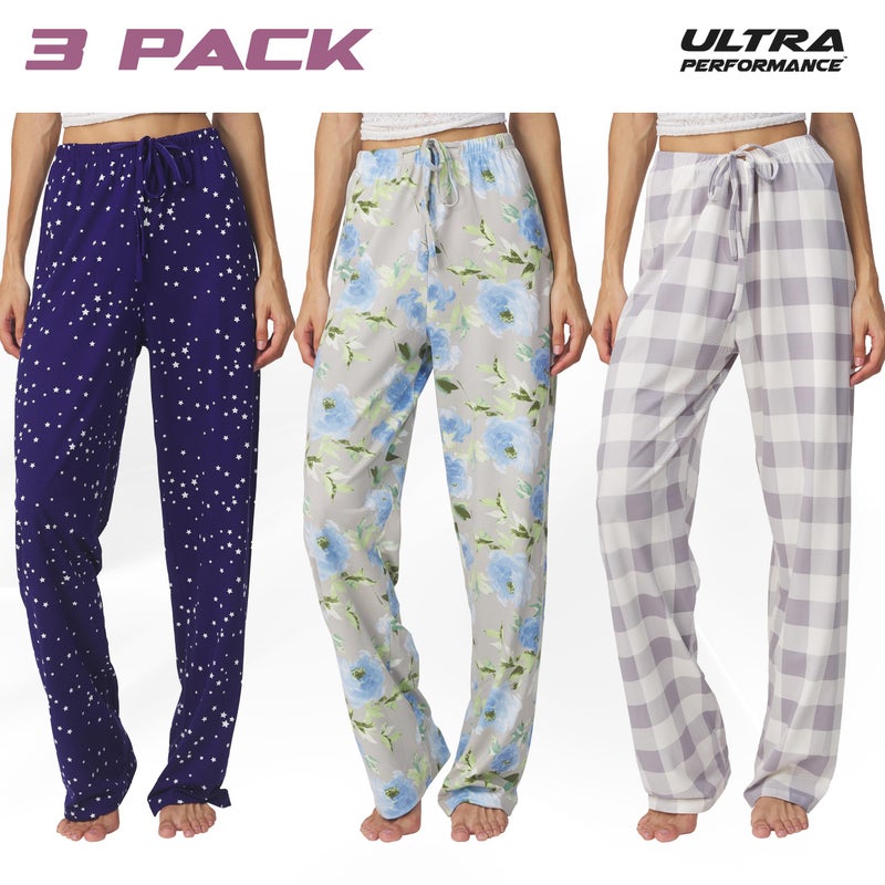 Ultra Performance Womens Pajama PJ Pants 3 Pack Lounge Bottoms Pajamas for Women (Avail in Plus Sizes) - Image 2