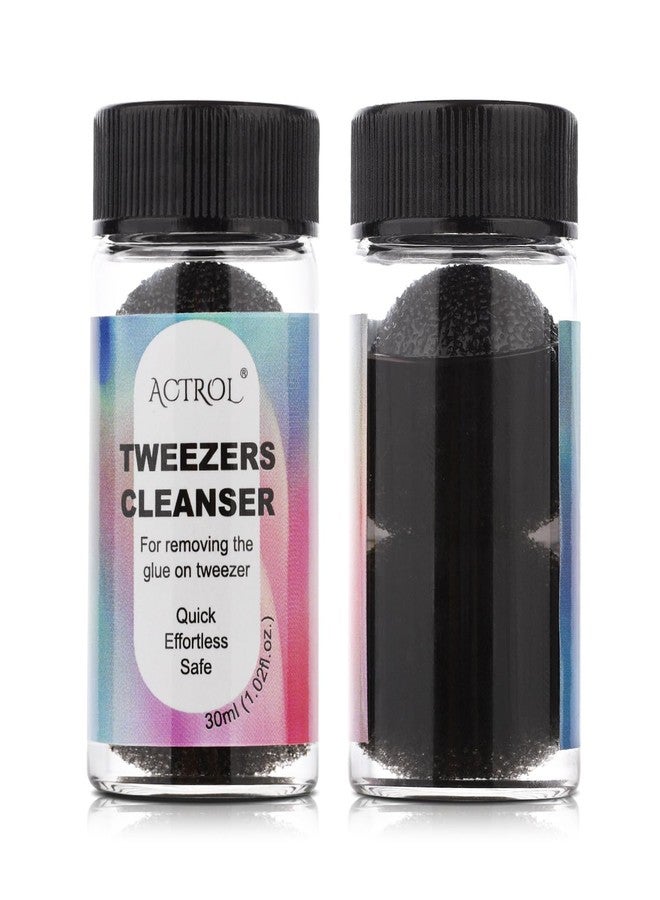ACTROL Eyelash Extensions Tweezer Cleanser 1 Bottles Lash Tweezers Cleaning Tool for Lash Glue Remover with Sponge Black Ball Eyelash Tweezer Liquid Supplies 30ml - Image 1