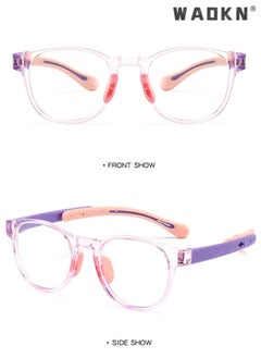WAOKN Kids Blue Light Blocking Glasses, Anti Eyestrain Computer Glasses, Gaming Eyewear UV400 Protection with Light Weight TR90 Frame for Boys Girls and Children Age 3-12 Year Old Clear Pink  - Image 2