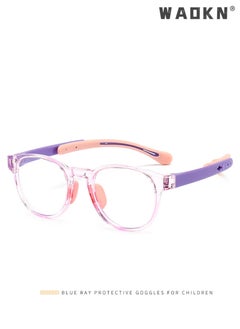 WAOKN Kids Blue Light Blocking Glasses, Anti Eyestrain Computer Glasses, Gaming Eyewear UV400 Protection with Light Weight TR90 Frame for Boys Girls and Children Age 3-12 Year Old Clear Pink  - Image 1