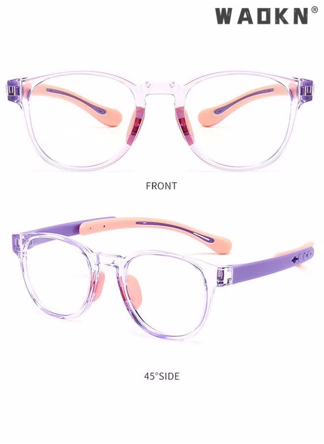 WAOKN - Kids Blue Light Blocking Glasses, Anti Eyestrain Computer Glasses, Gaming Eyewear UV400 Protection with Light Weight TR90 Frame for Boys Girls and Children Age 3-12 Year Old Clear Pink - Image 1