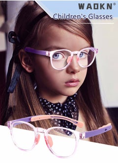 WAOKN Kids Blue Light Blocking Glasses, Anti Eyestrain Computer Glasses, Gaming Eyewear UV400 Protection with Light Weight TR90 Frame for Boys Girls and Children Age 3-12 Year Old Clear Pink  - Image 5