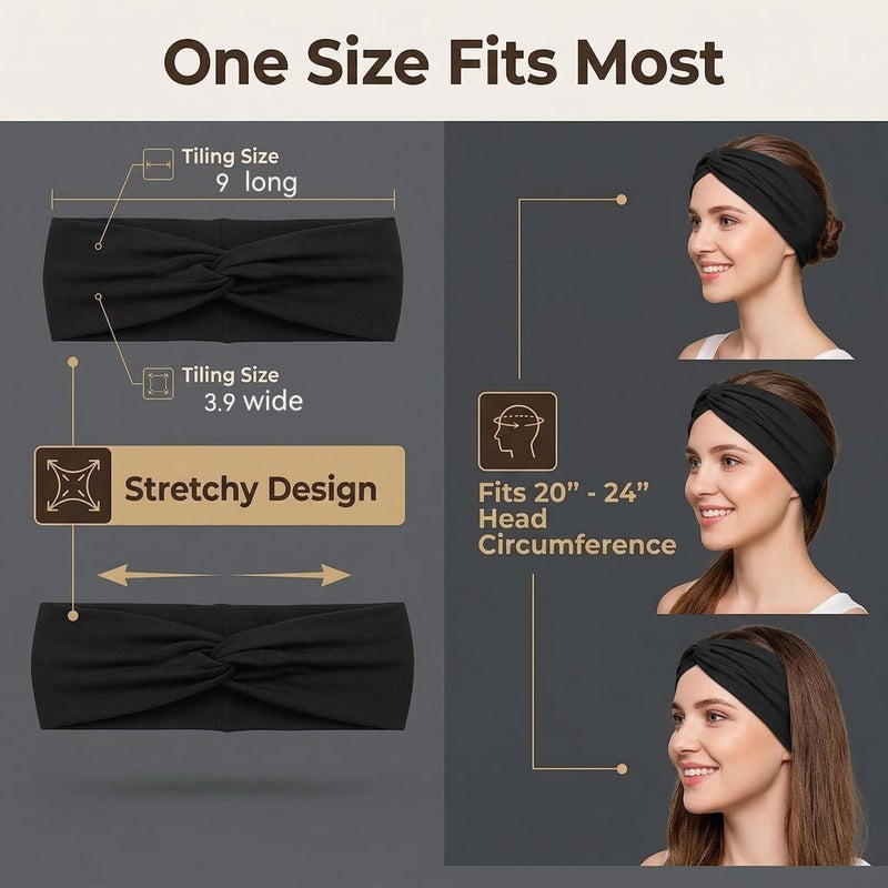 Luuao 12-Pack Stretchy Headbands for Women, Absorbent Sport Headbands with Soft Twist Knot Design, Non-Slip Yoga Workout Headbands for Daily Use, Sweat-Wicking Comfortable Hair Bands(12 Color3) - Image 3