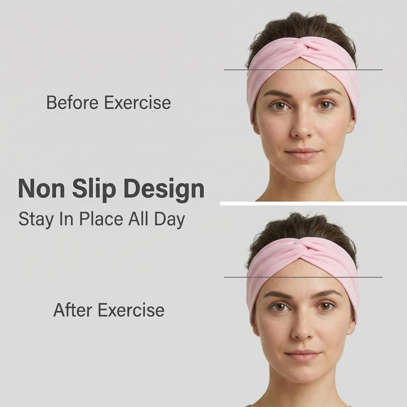 Luuao 12-Pack Stretchy Headbands for Women, Absorbent Sport Headbands with Soft Twist Knot Design, Non-Slip Yoga Workout Headbands for Daily Use, Sweat-Wicking Comfortable Hair Bands(12 Color3) - Image 5