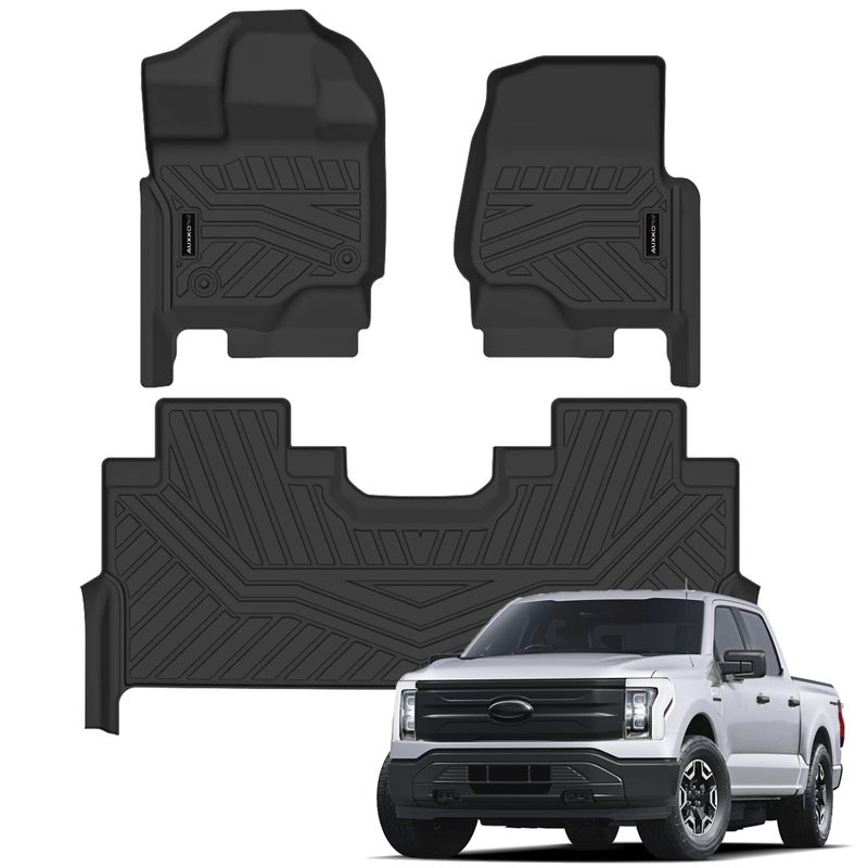 Auxko All Weather Floor Mats Fits for Ford F150 Supercrew 20152024 2025Include Lightning 2225Only Rear Bench Seat wUnder Seat Storage Not for Front Bench Seat TPE Rubber Liners Odorless Mats