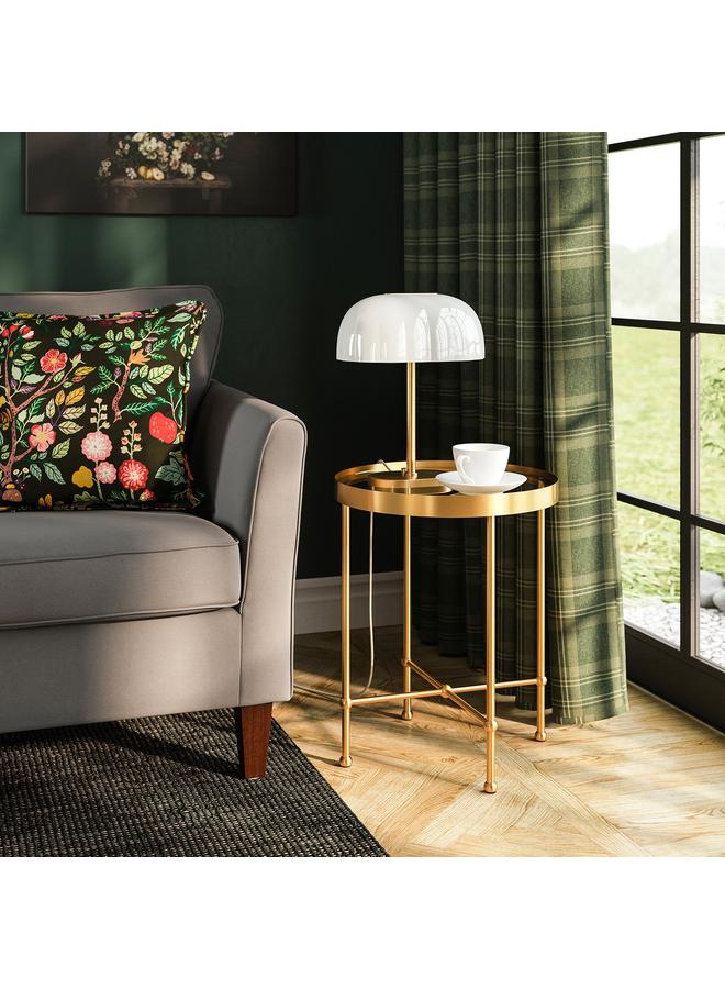 erorex Side Table, Gold Effect/Glass, 45 Cm - Image 2