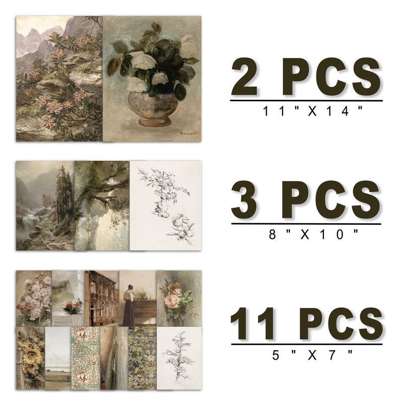 ANERZA 16 PCS Vintage Wall Art Decor, Farmhouse Wall Prints for Bedroom, Rustic Posters for Room Aesthetic, Wall Collage Kit Pictures for Living Room, Cottagecore Dorm Gallery Home Decor - Image 2