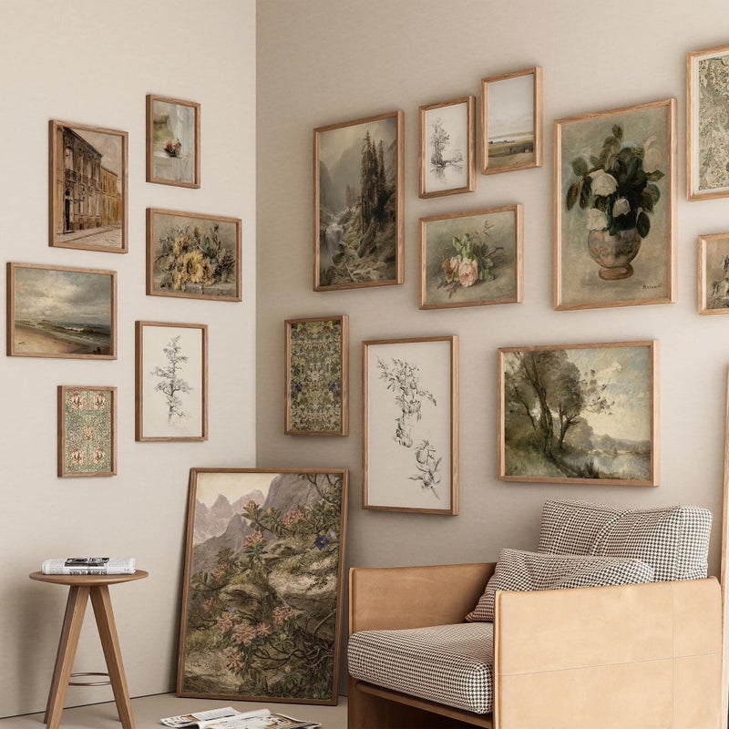 ANERZA 16 PCS Vintage Wall Art Decor, Farmhouse Wall Prints for Bedroom, Rustic Posters for Room Aesthetic, Wall Collage Kit Pictures for Living Room, Cottagecore Dorm Gallery Home Decor - Image 5