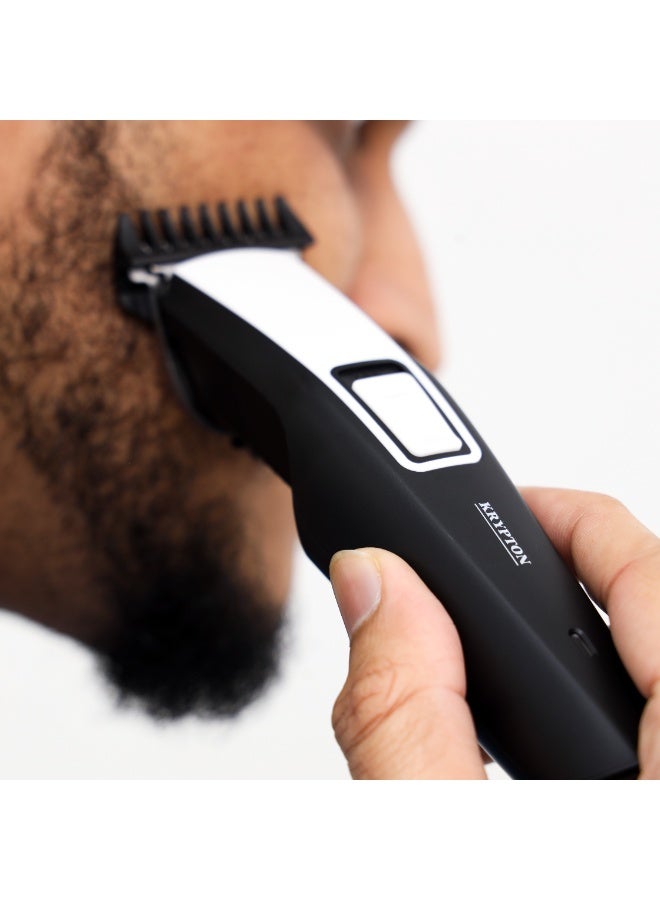 KRYPTON Rechargeable Hair & Beard Trimmer KNTR5300 | Cordless Men’s Hair Clipper & Beard Stubble Trimmer | 3 Combs | 40-45 Minutes Working Time | Precision Self-Sharpening Blades | 2 Years Warranty Black/Silver - Image 4