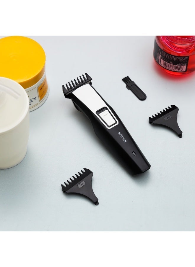 KRYPTON Rechargeable Hair & Beard Trimmer KNTR5300 | Cordless Men’s Hair Clipper & Beard Stubble Trimmer | 3 Combs | 40-45 Minutes Working Time | Precision Self-Sharpening Blades | 2 Years Warranty Black/Silver - Image 2