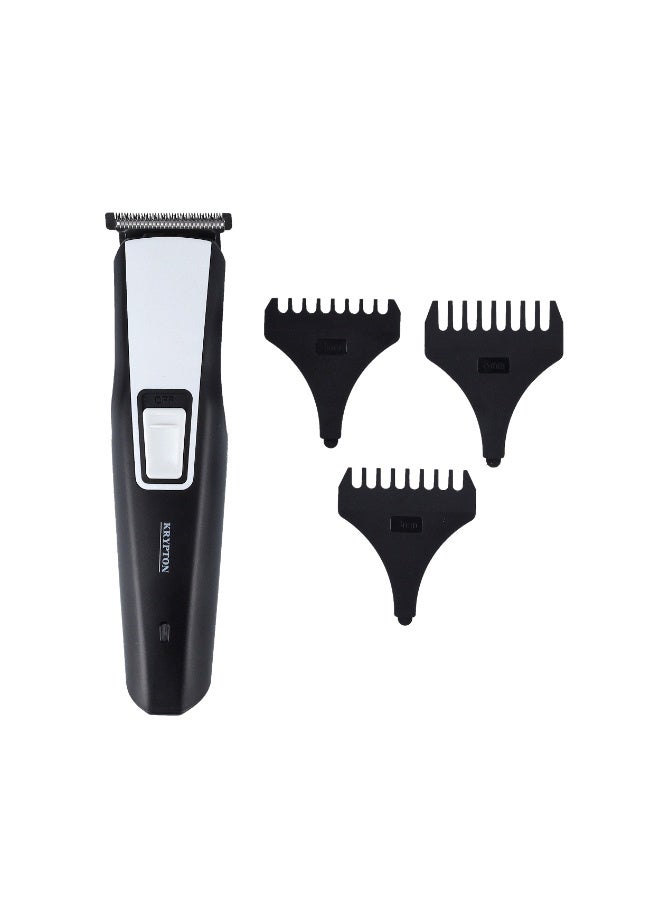 KRYPTON Rechargeable Hair & Beard Trimmer KNTR5300 | Cordless Men’s Hair Clipper & Beard Stubble Trimmer | 3 Combs | 40-45 Minutes Working Time | Precision Self-Sharpening Blades | 2 Years Warranty Black/Silver - Image 1