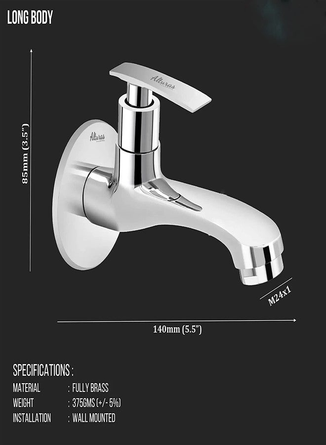 Alturas Brass Passion Long Body Tap for Bathroom, Water Tap Chrome Finish (Set of - (2) - Image 3