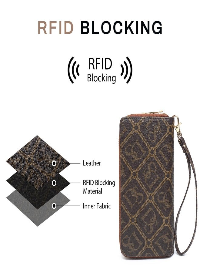 داسين محفظة داسين النسائية المزودة بتقنية حجب الترددات اللاسلكية (RFID)، سعة كبيرة، حقيبة يد صغيرة، حامل متعدد البطاقات، حافظة هاتف مع حزام للمعصم - Image 5